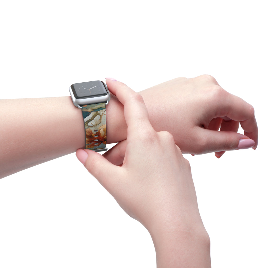 Waterlily Dreamscape Designer Apple Watch Band - Premium Custom Strap for Series 1-9, SE & Ultra - Artistic Vegan Leather