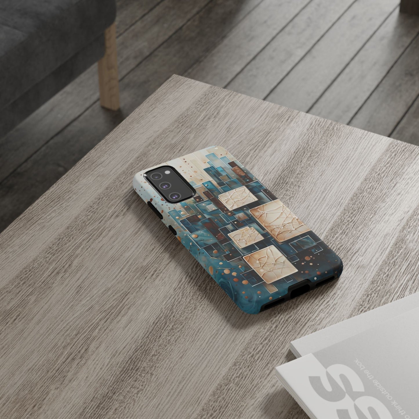 Architectural Drift Samsung Galaxy Case - Modern Geometric Teal & Parchment Design