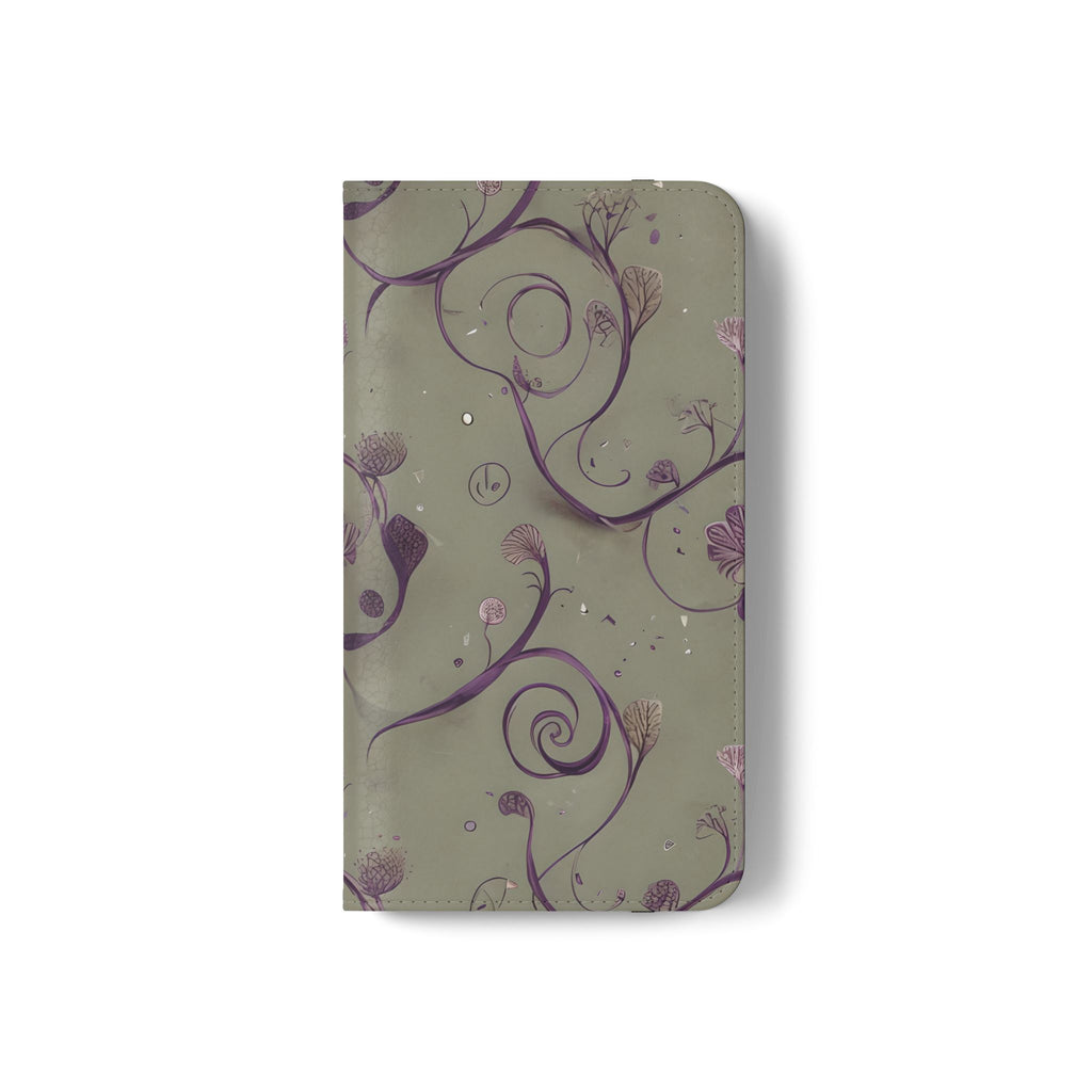 Twilight Thistle Bloom Wallet Phone Case - Elegant Purple Floral Vine Flip Cover for Samsung Galaxy S22