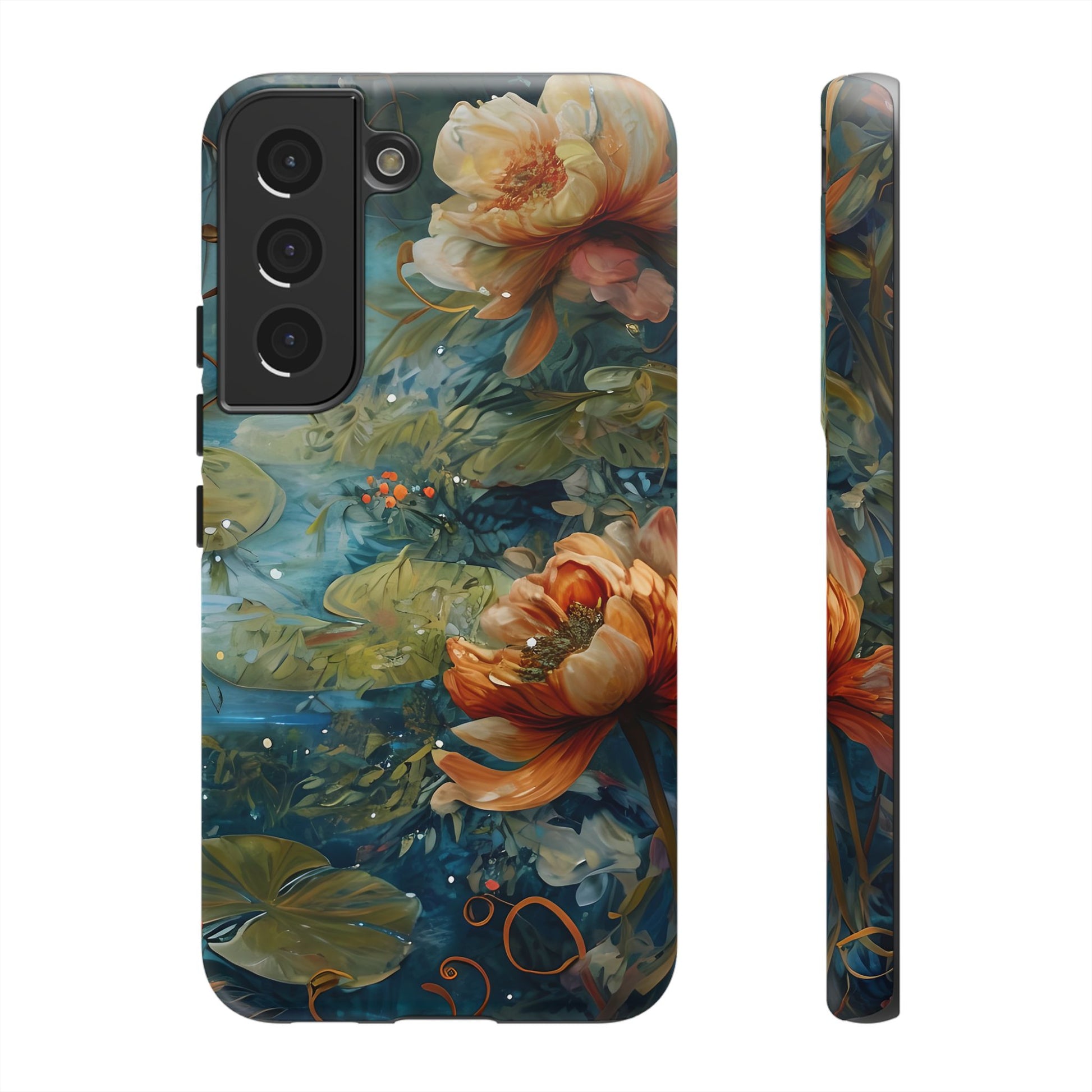 Waterlily Nocturne Samsung Galaxy S22 Case - Artistic Mountain Lake Design, Nature-Inspired Protective Cover, Elegant Gift for Outdoor Lovers