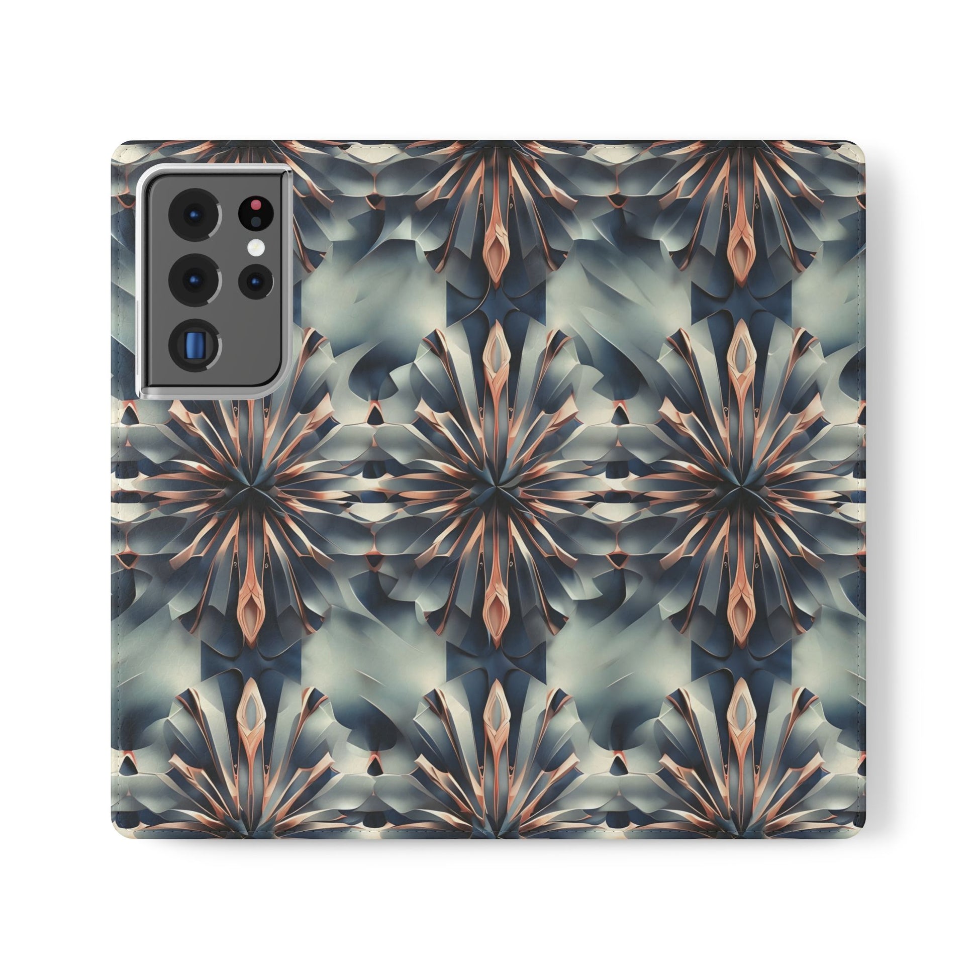 Obsidian Kaleidoscope Samsung Galaxy S21 Ultra Wallet Case - Elegant Abstract Flip Cover with Card Slots