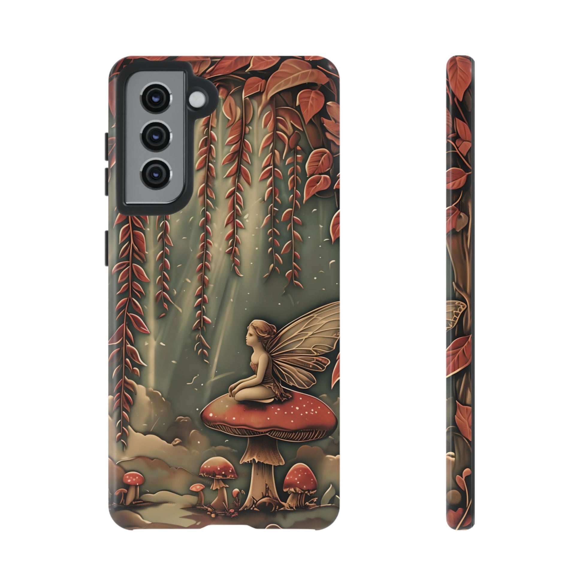 Willow Whisper - Tranquil Nature Art Samsung Galaxy S21 Tough Phone Case - Serene Willow Tree & Meditative Figure Design