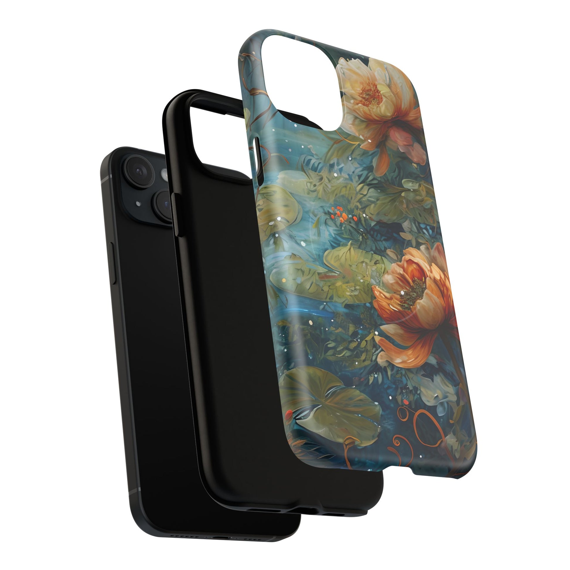 Waterlily Nocturne iPhone 15 Plus Case - Artistic Tough Cover - MagSafe Compatible - Premium Drop Protection