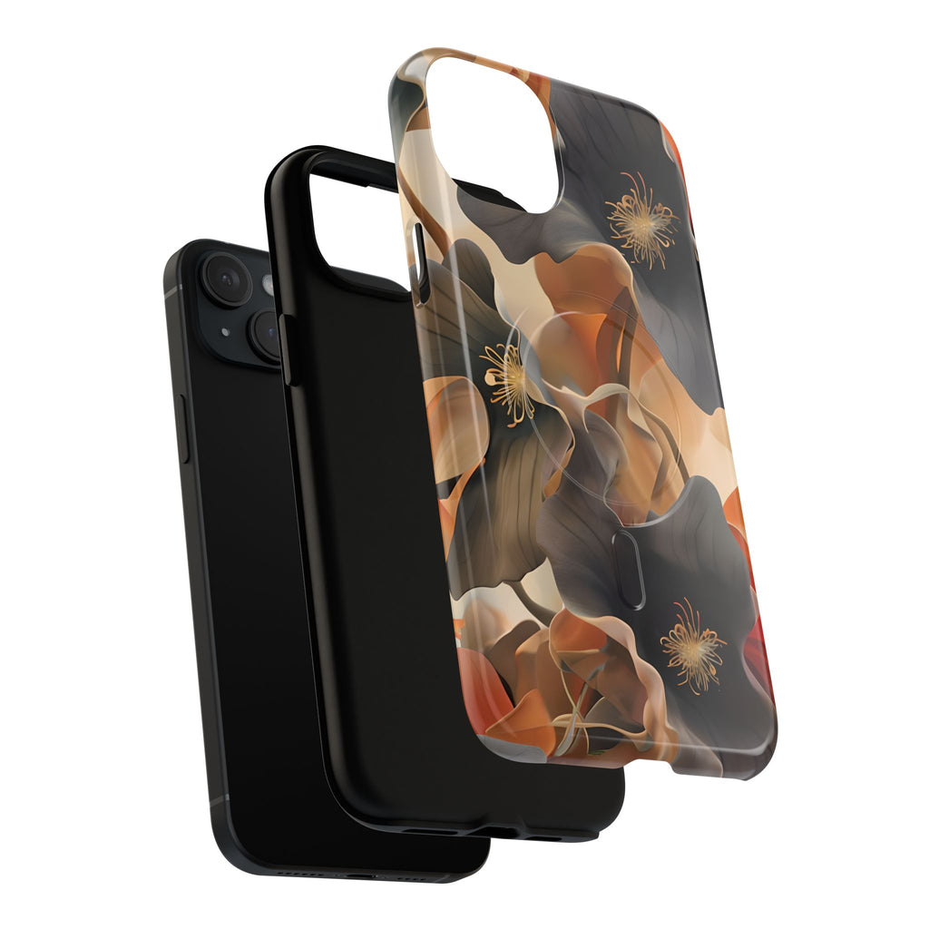 Autumn Ember - Moody Floral Art iPhone 15 Plus MagSafe Phone Case -Warm Earthy Botanical Design