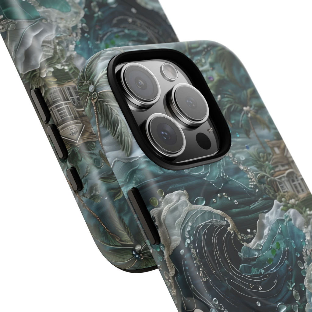 Tropical Midnight Wave - Artistic Ocean iPhone 16 Pro MagSafe Phone Case - Dramatic Blue Wave Design