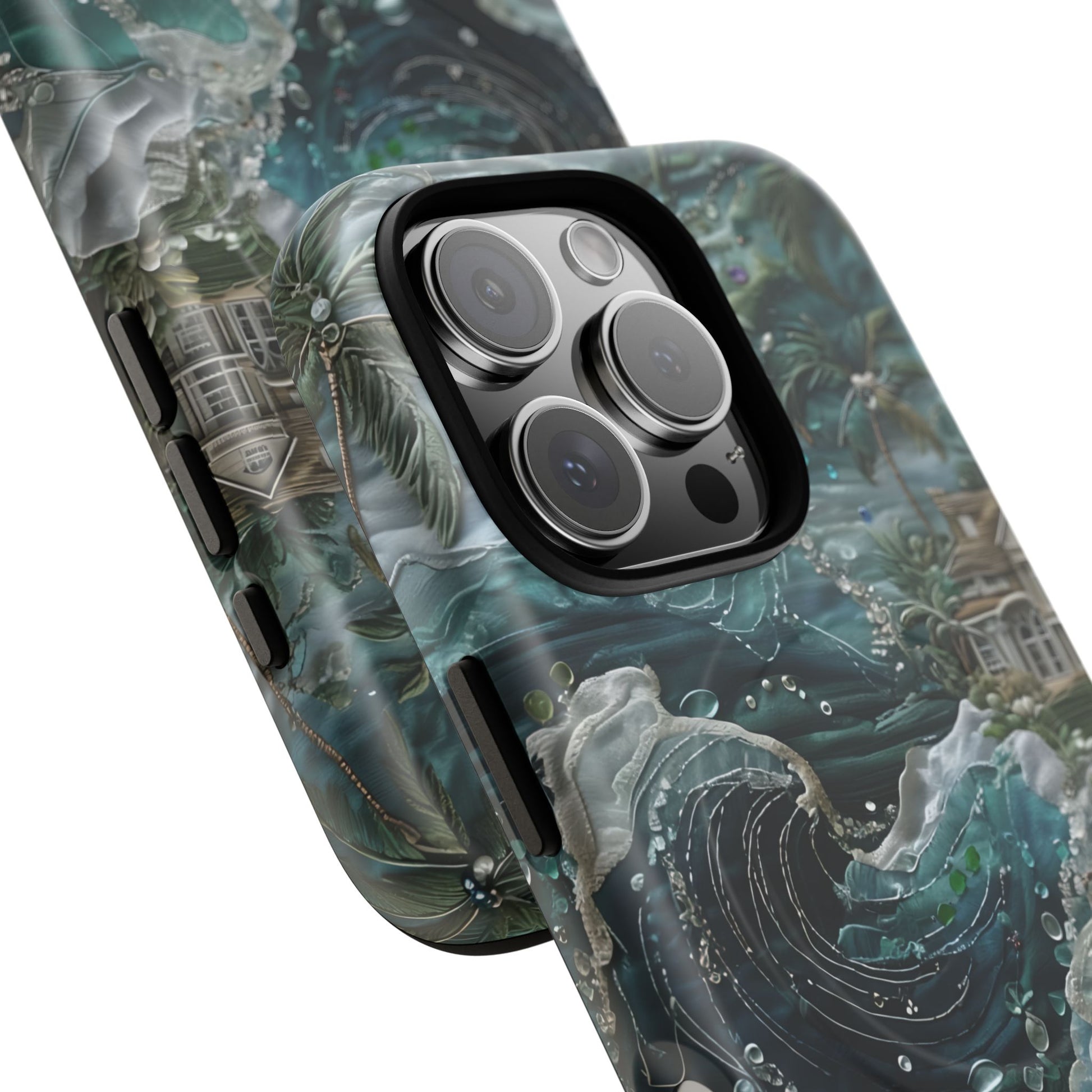 Tropical Midnight Wave - Artistic Ocean iPhone 16 Pro MagSafe Phone Case - Dramatic Blue Wave Design