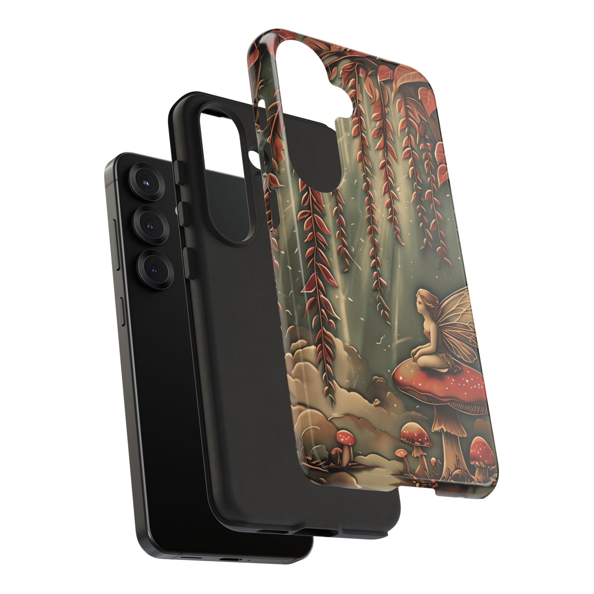 Willow Whisper - Tranquil Nature Art Samsung Galaxy S25 Tough Phone Case - Serene Willow Tree & Meditative Figure Design