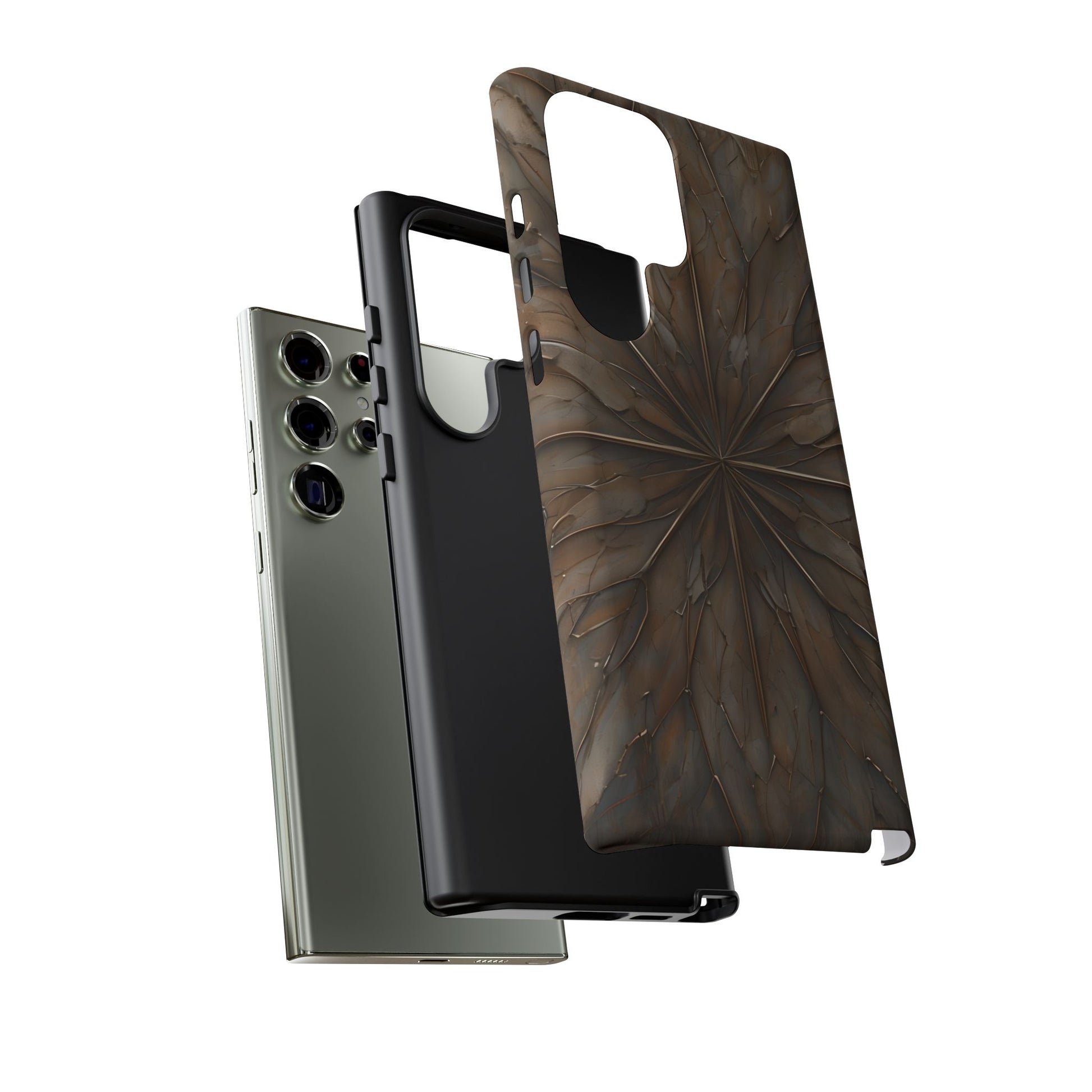 Earthstone Mandala - Kaleidoscope Collection Artistic Taupe Burst - Samsung Galaxy S23 Ultra Tough Phone Case
