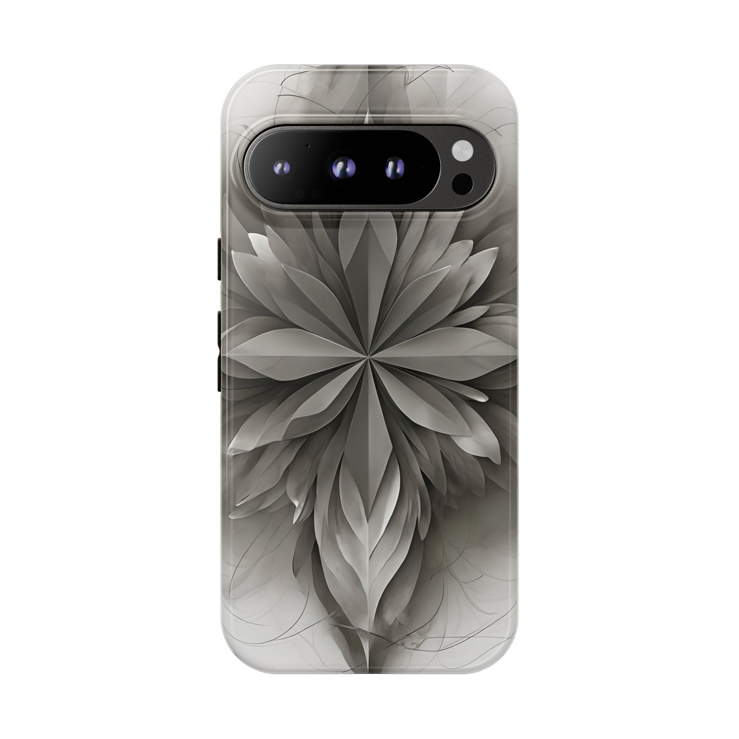 Silver Lotus - Elegant Monochrome Floral Google Pixel Tough Phone Case - Modern Lotus Design