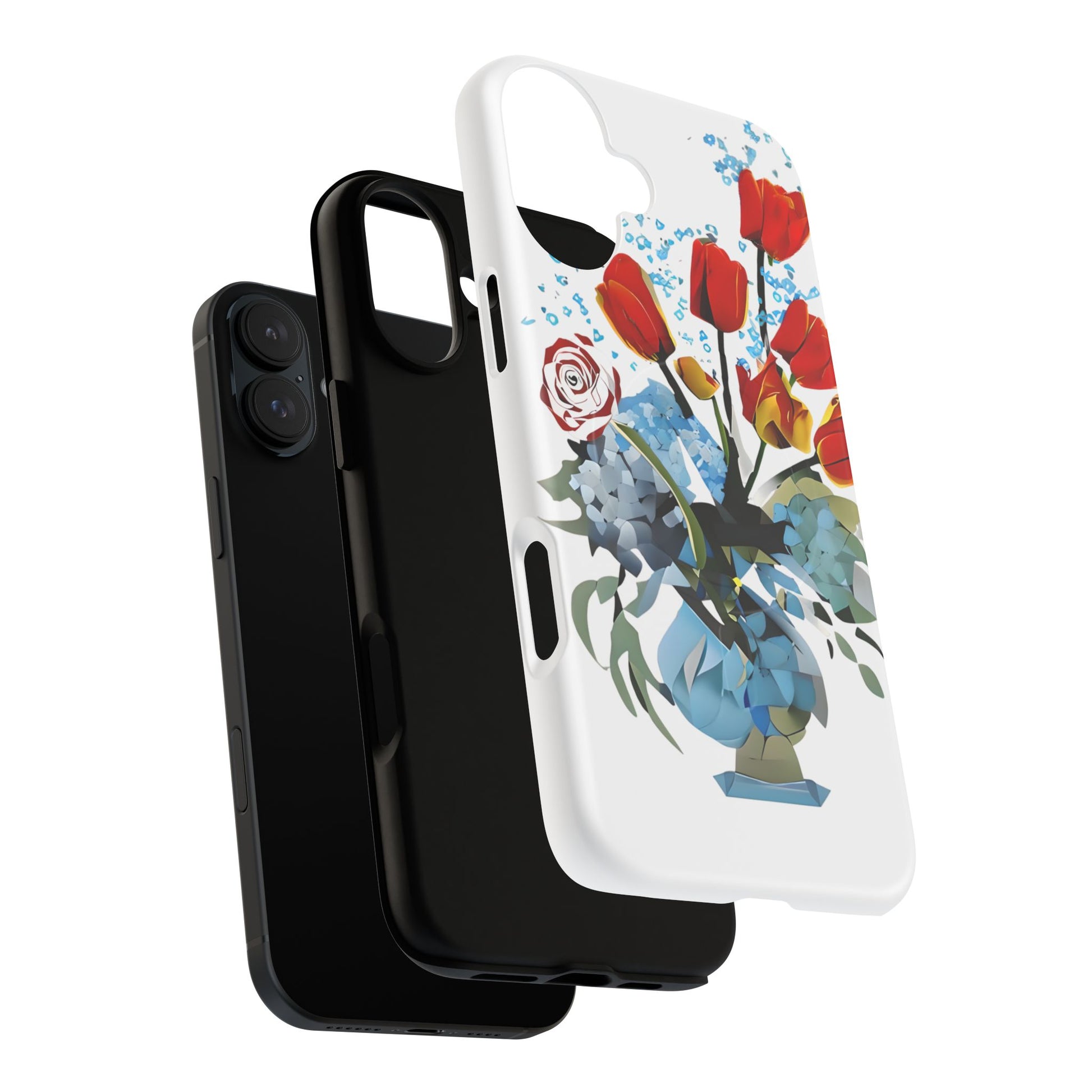 Bouquet Brilliance - Artistic Floral iPhone 16 Plus MagSafe Phone Case - Vibrant Tulip, Rose & Hydrangea Design