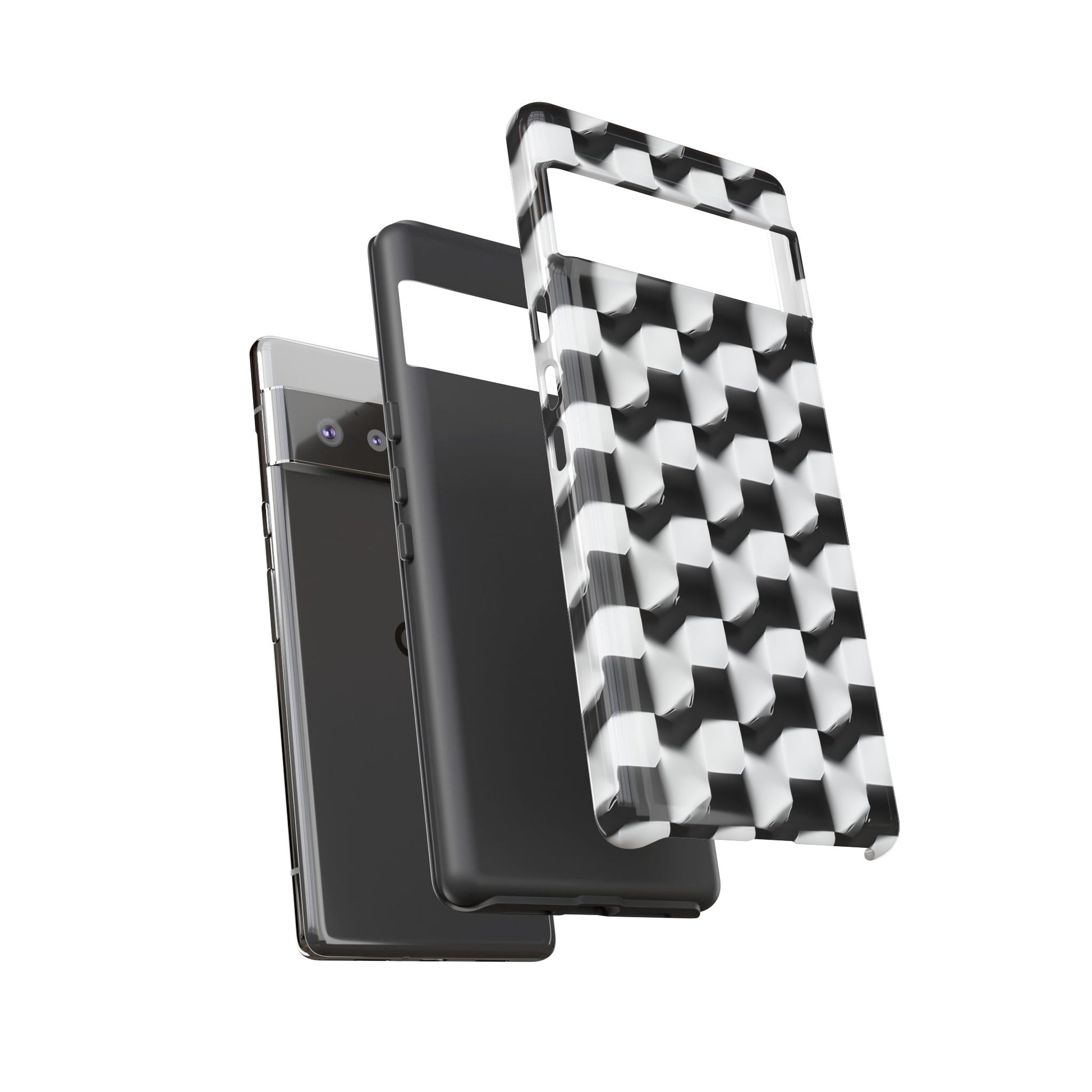 Monochrome Grid Tough Case for Google Pixel 6 Pro - Classic Checkerboard, Black & White, Minimalist Trend