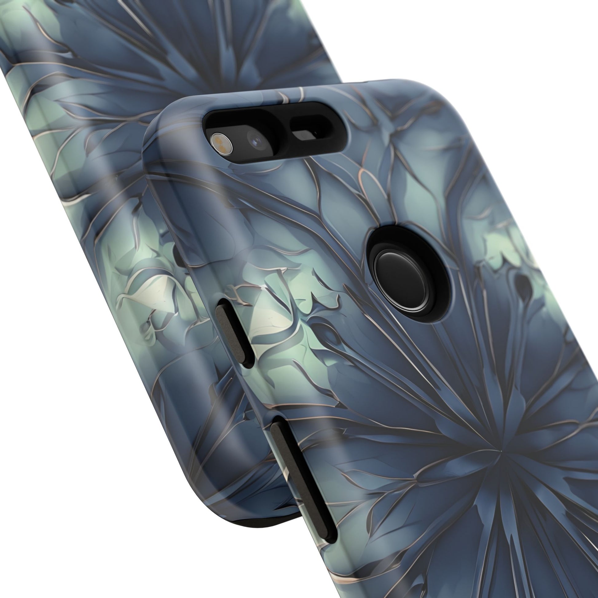 Indigo Mosaic - Artistic Kaleidoscope Collection Artistic Floral - Google Pixel XL Tough Phone Case - Bold Blue Symmetrical Design