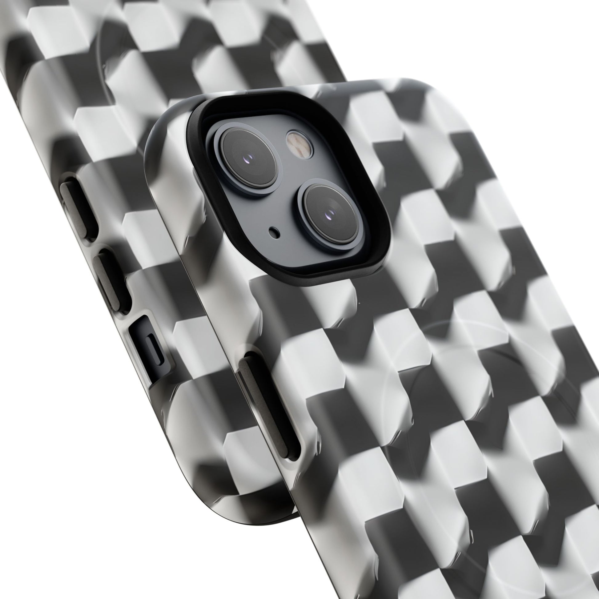 Monochrome Grid - iPhone 14 MagSafe Phone Case - Bold, Modern Black & White Design