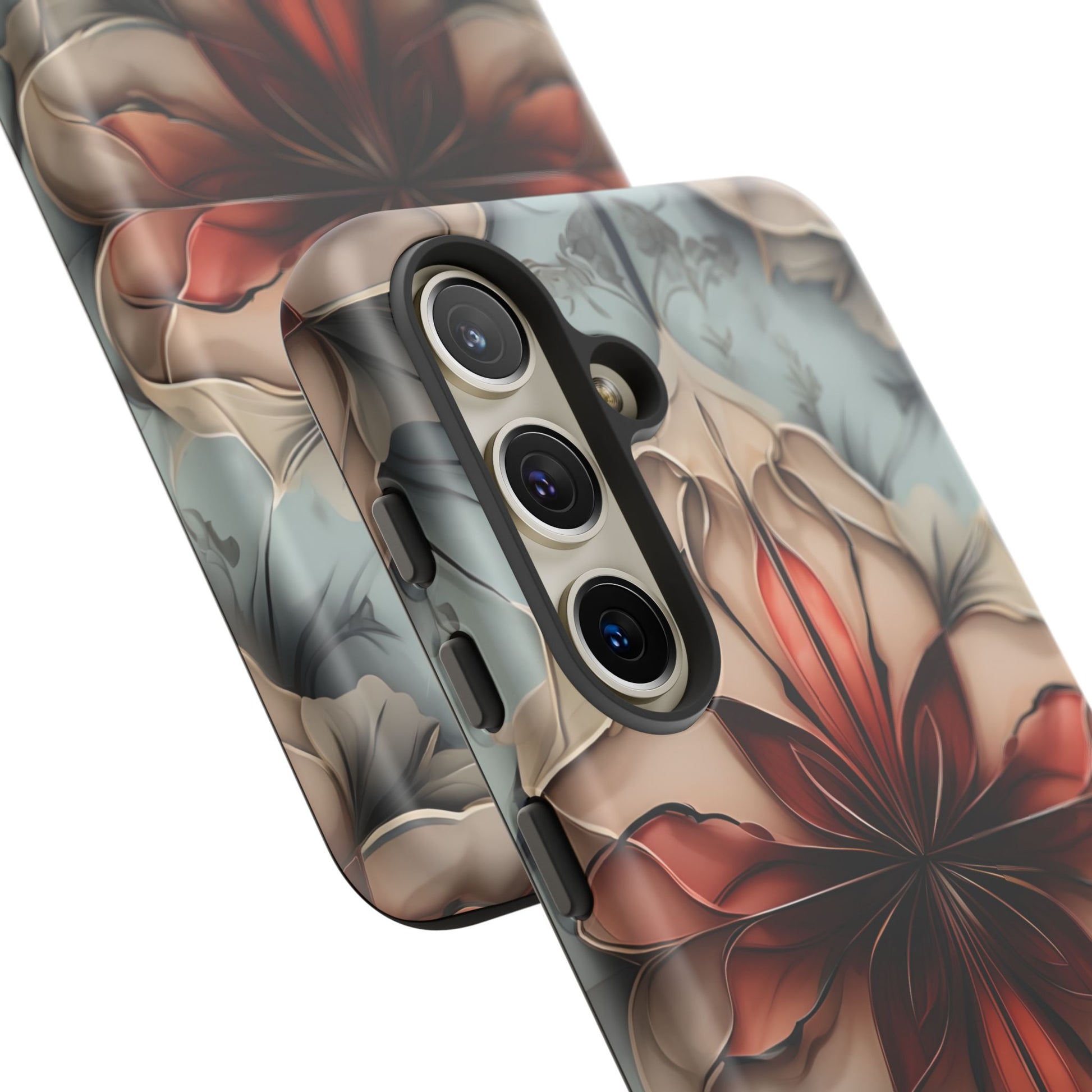 Ember Bloom - Kaleidoscope Collection Artistic Floral - Samsung Galaxy S24 Tough Phone Case - Fiery Symmetrical Design