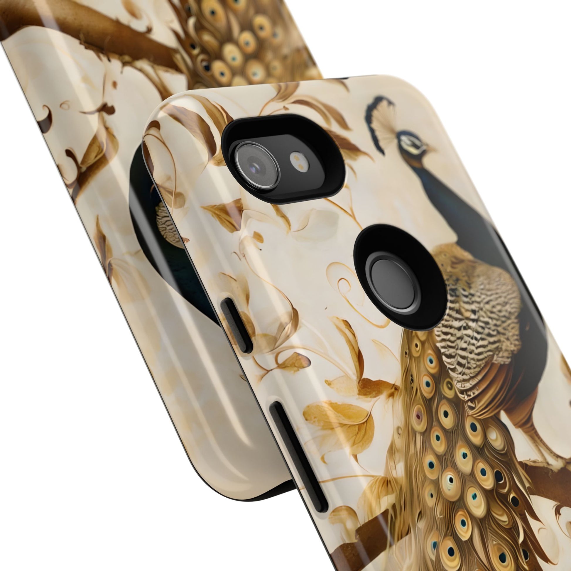Golden Plumage - Luxe Peacock Art Google Pixel 3a Phone Case - Elegant Gold & Cream Design