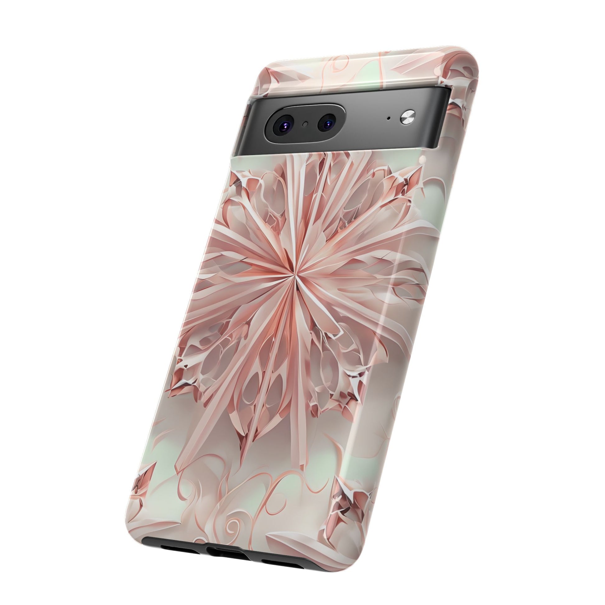 Blush Frost from our Kaleidoscope Collection - Google Pixel 7 tough case - Soft Pink Geometric Floral Design