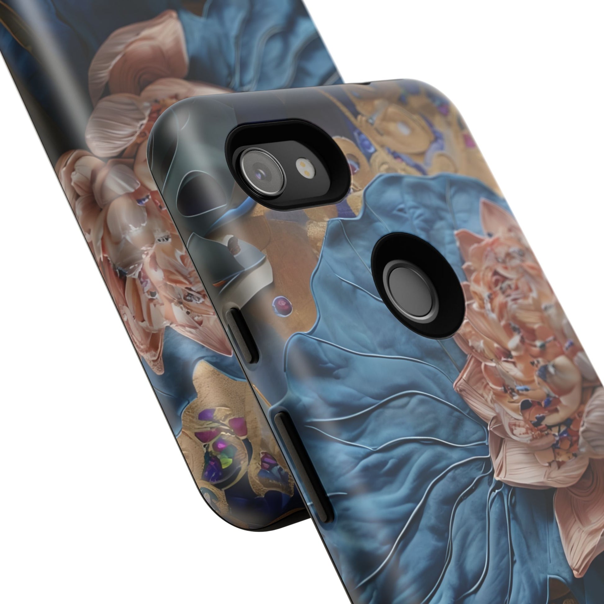Peony Midnight Tapestry - Google Pixel 3a XL - Elegant Blue & Blush Artful Phone Cover