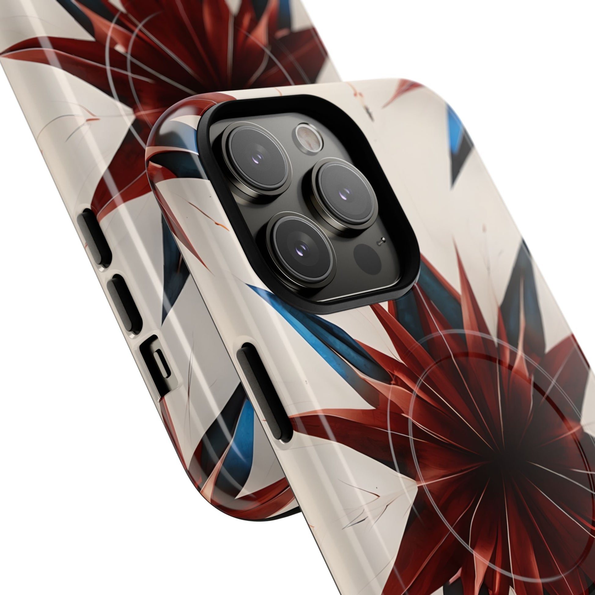Garnet Starburst - Kaleidoscope Collection Gemstone Floral - iPhone 14 Pro Max MagSafe Phone Case -Floral Burst Design