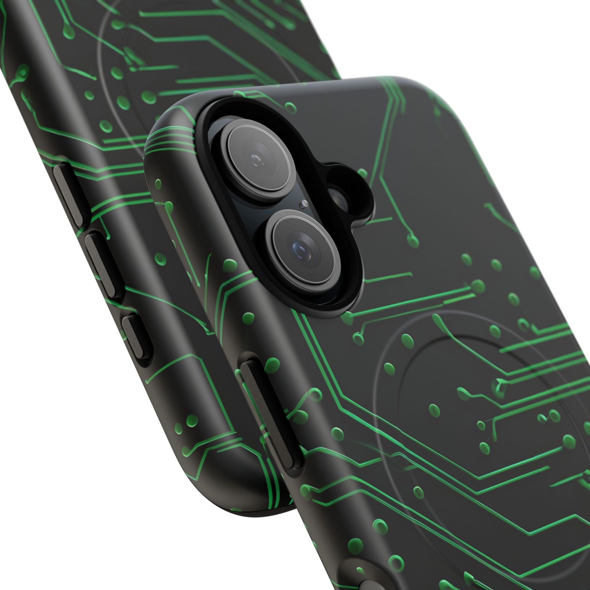 Green Circuit Grid iPhone 16 MagSafe Compatible case- Tech-Inspired Shockproof Cover