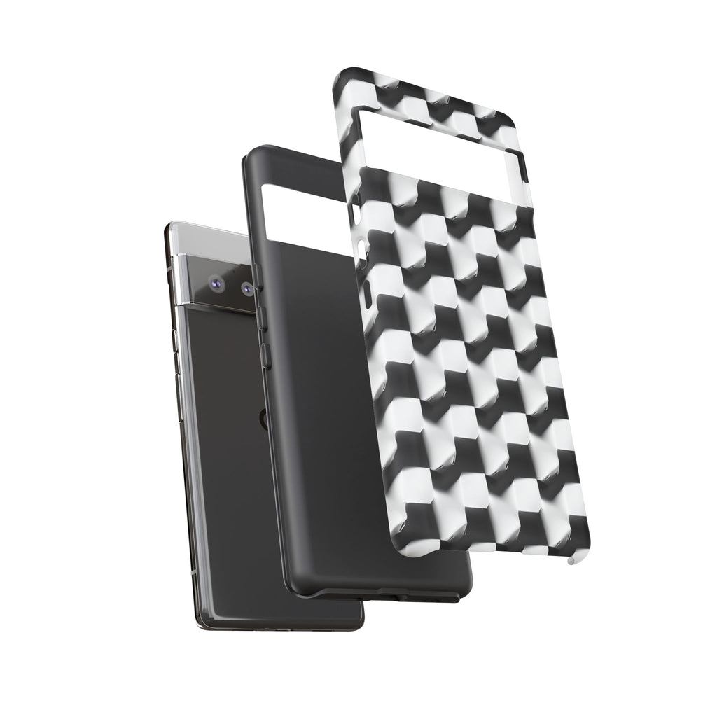 Monochrome Grid Tough Case for Google Pixel 6 Pro - Classic Checkerboard, Black & White, Minimalist Trend