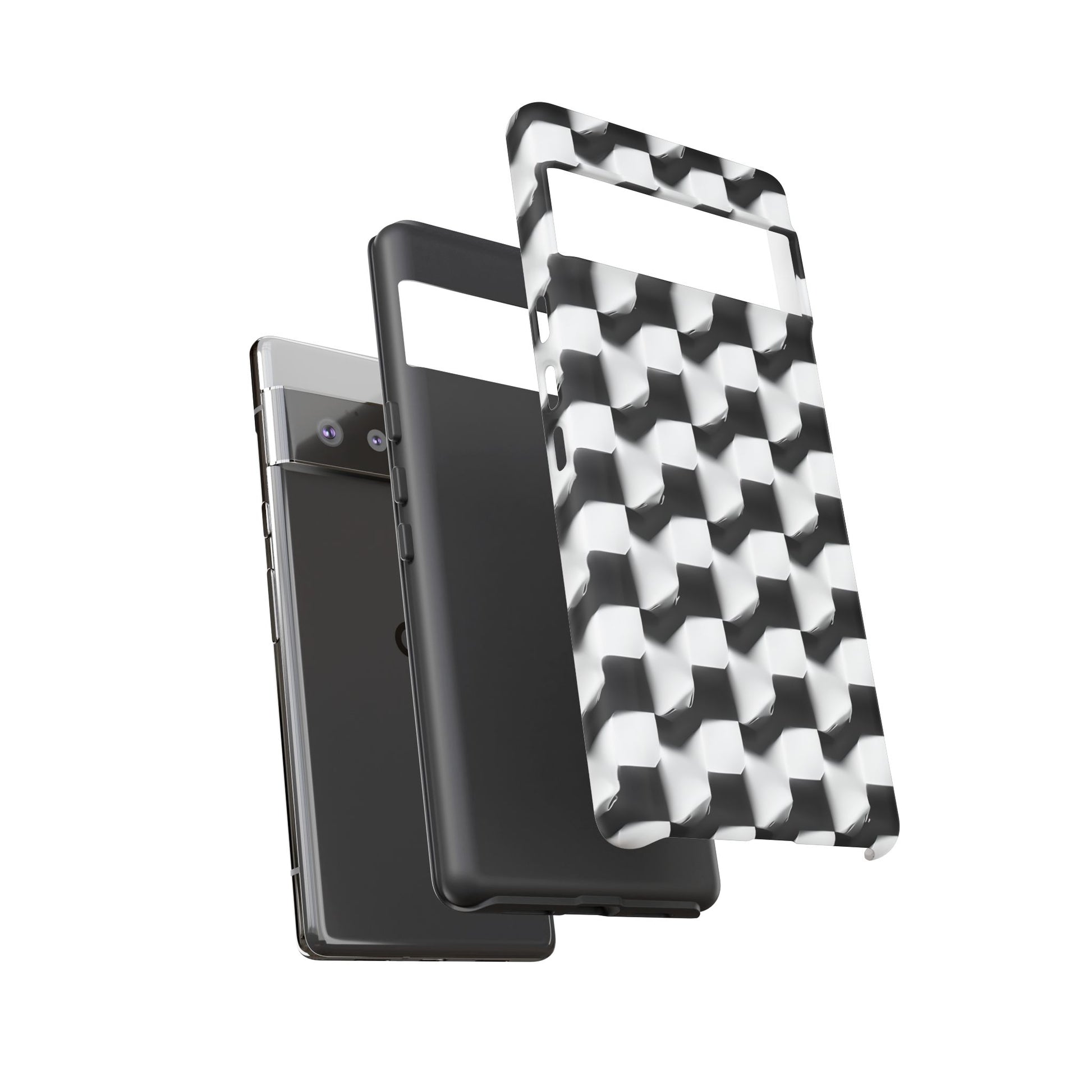 Monochrome Grid Tough Case for Google Pixel 6 Pro - Classic Checkerboard, Black & White, Minimalist Trend
