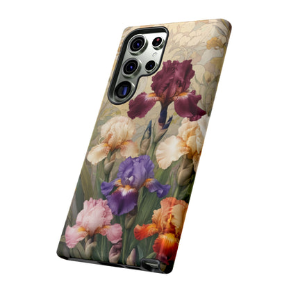 Iris Reverie vintage floral bouquet illustration Samsung Galaxy phone case angled view