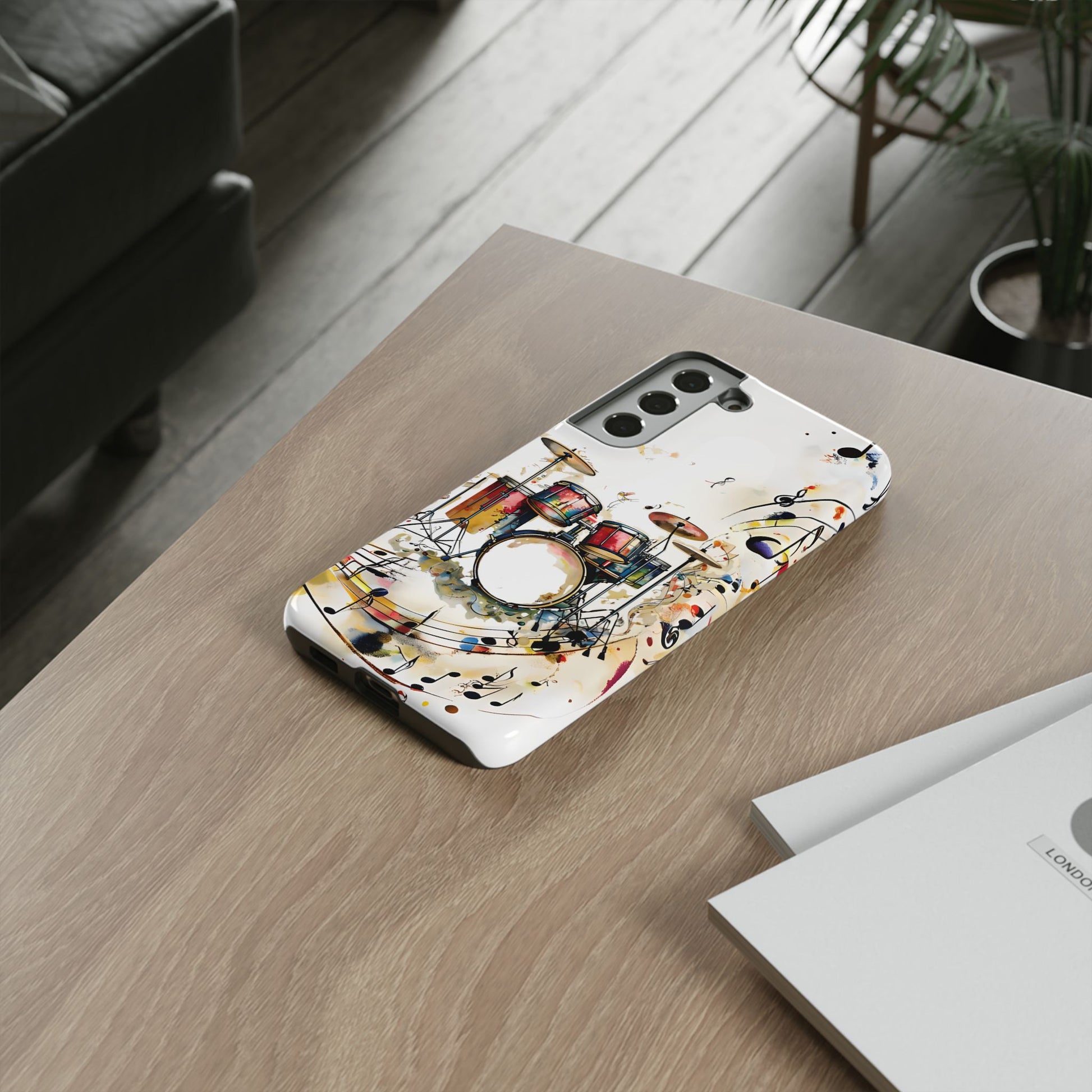 Beatline Abstract Drums and Music Notes Tough Case for Samsung Galaxy S22 Ultra - Shockproof Phone Cover