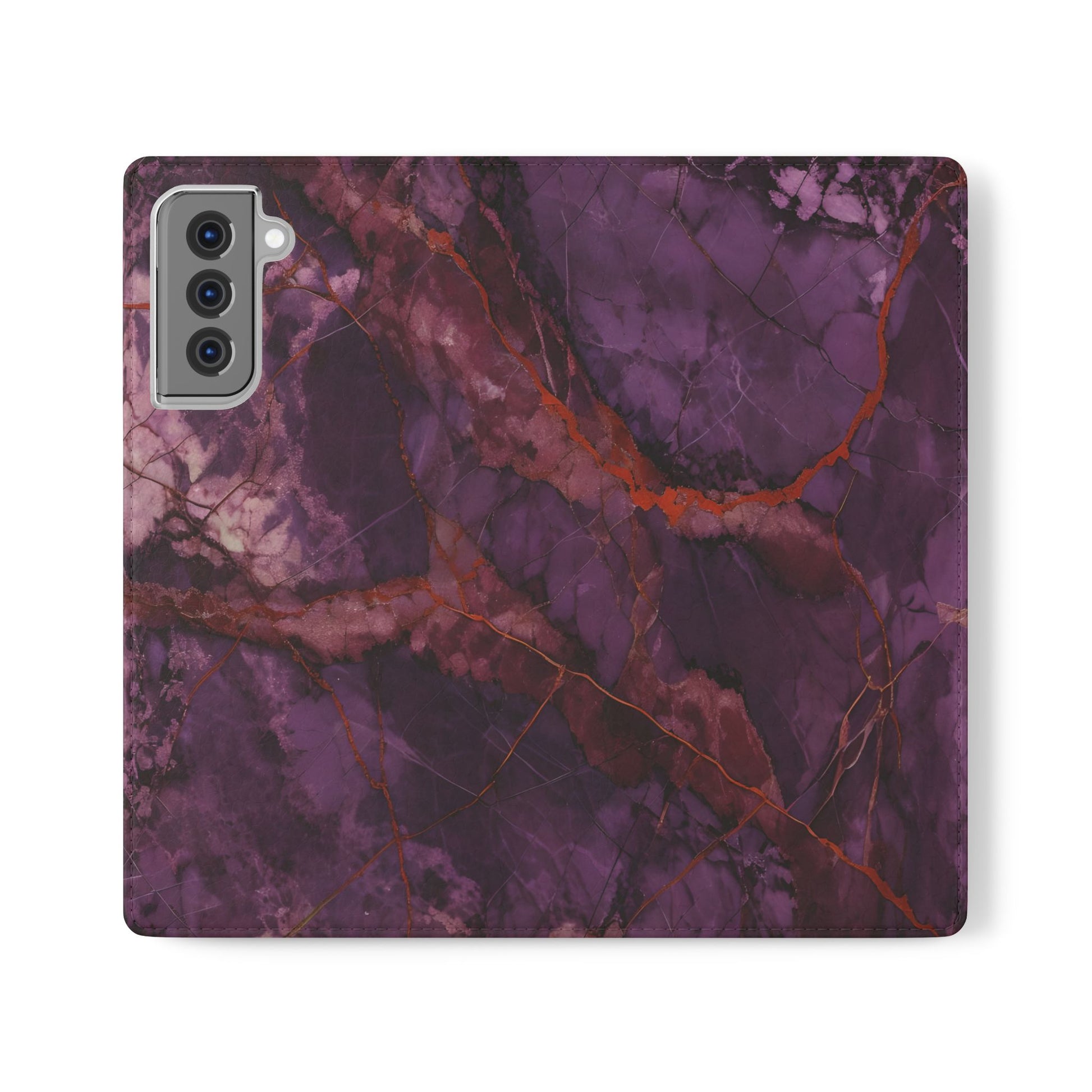 Amethyst Current Wallet Phone Case - Elegant Purple Marble Flip Cover for Samsung Galaxy S21 Plus