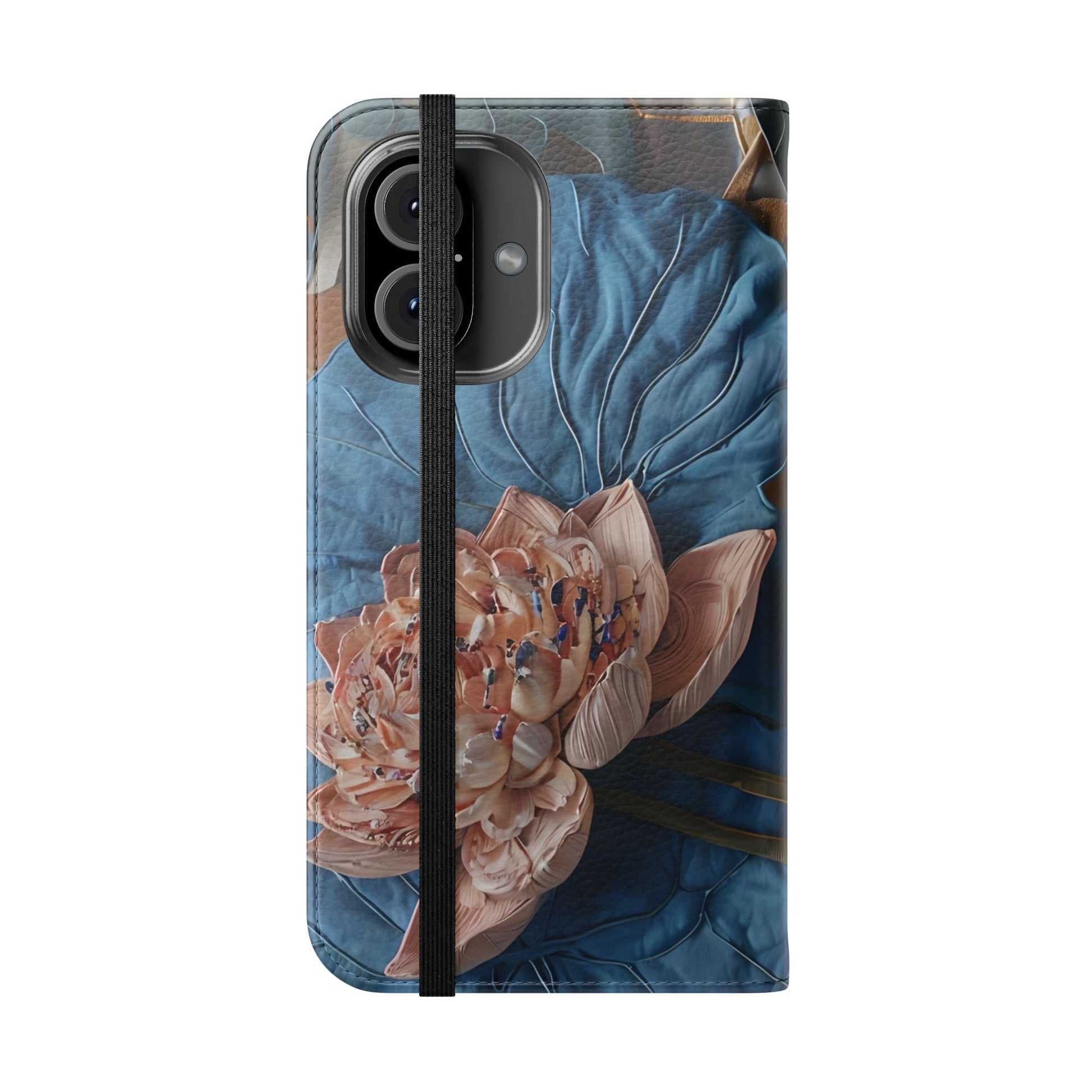 Peony Midnight Tapestry Wallet Phone Case - Flip Cover for iPhone 16 - Floral and Tapestry Design
