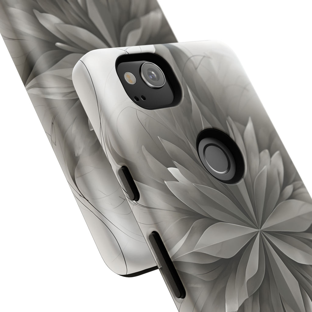 Silver Lotus - Elegant Monochrome Floral Google Pixel 2 Tough Phone Case - Modern Lotus Design