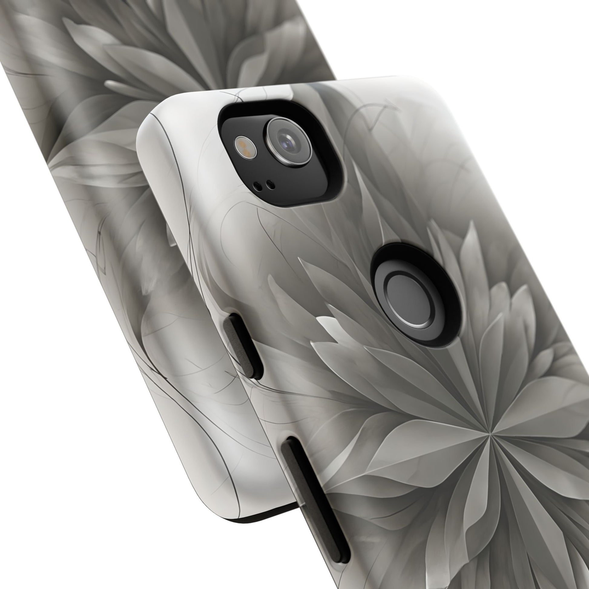 Silver Lotus - Elegant Monochrome Floral Google Pixel 2 Tough Phone Case - Modern Lotus Design