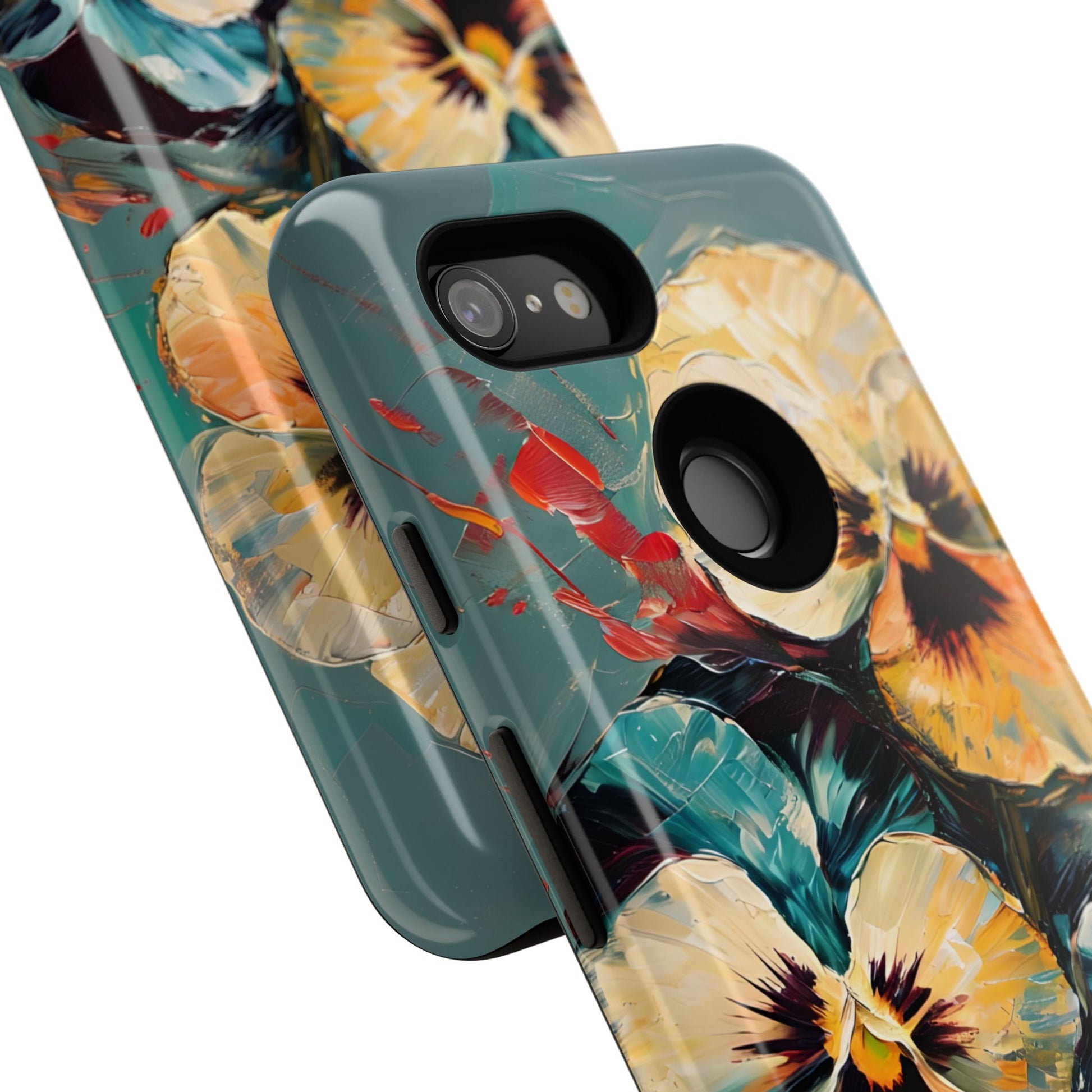 Golden Pansy Cascade Tough Case for Google Pixel 3 - Floral Artistic Shockproof Cover, Elegant Protective Phone Case