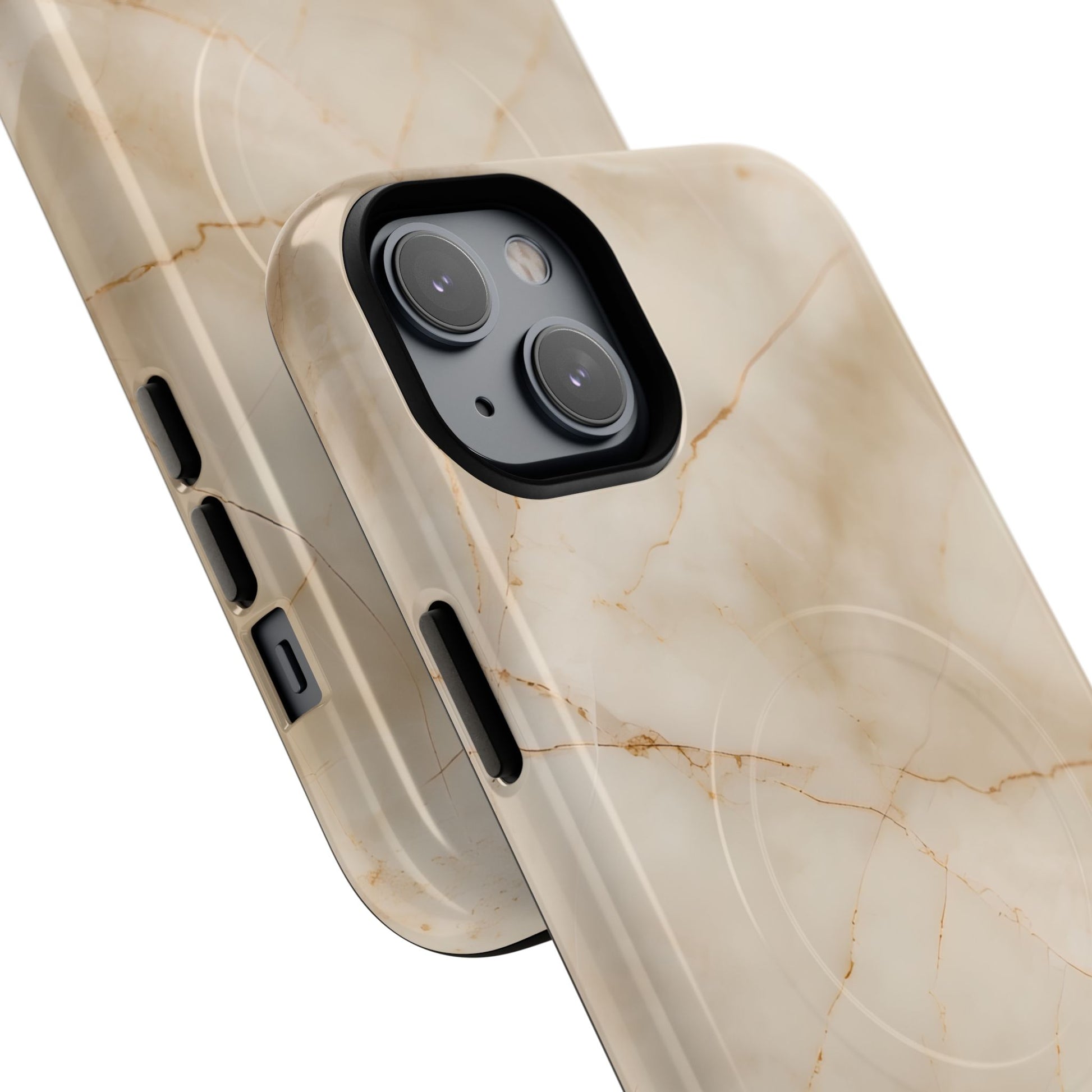 Parchment Mist - iPhone 14 Plus MagSafe Phone Case - Neutral Beige Marble Design