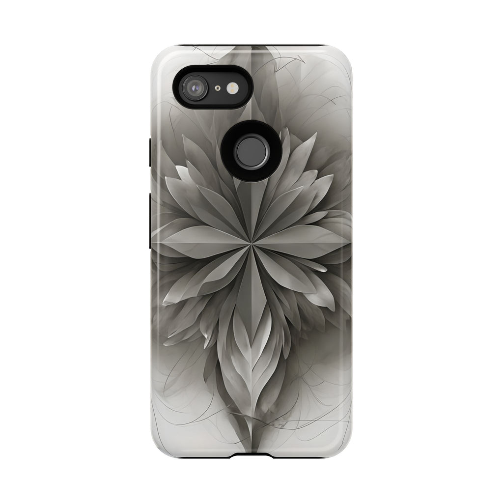 Silver Lotus - Elegant Monochrome Floral Google Pixel 3 Tough Phone Case - Modern Lotus Design