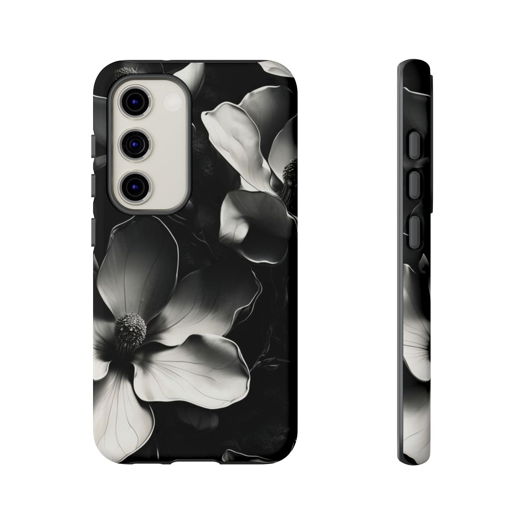 Monochrome Magnolia - Elegant Black & White Floral Samsung Galaxy S23 Tough Phone Case - Artistic Magnolia Design