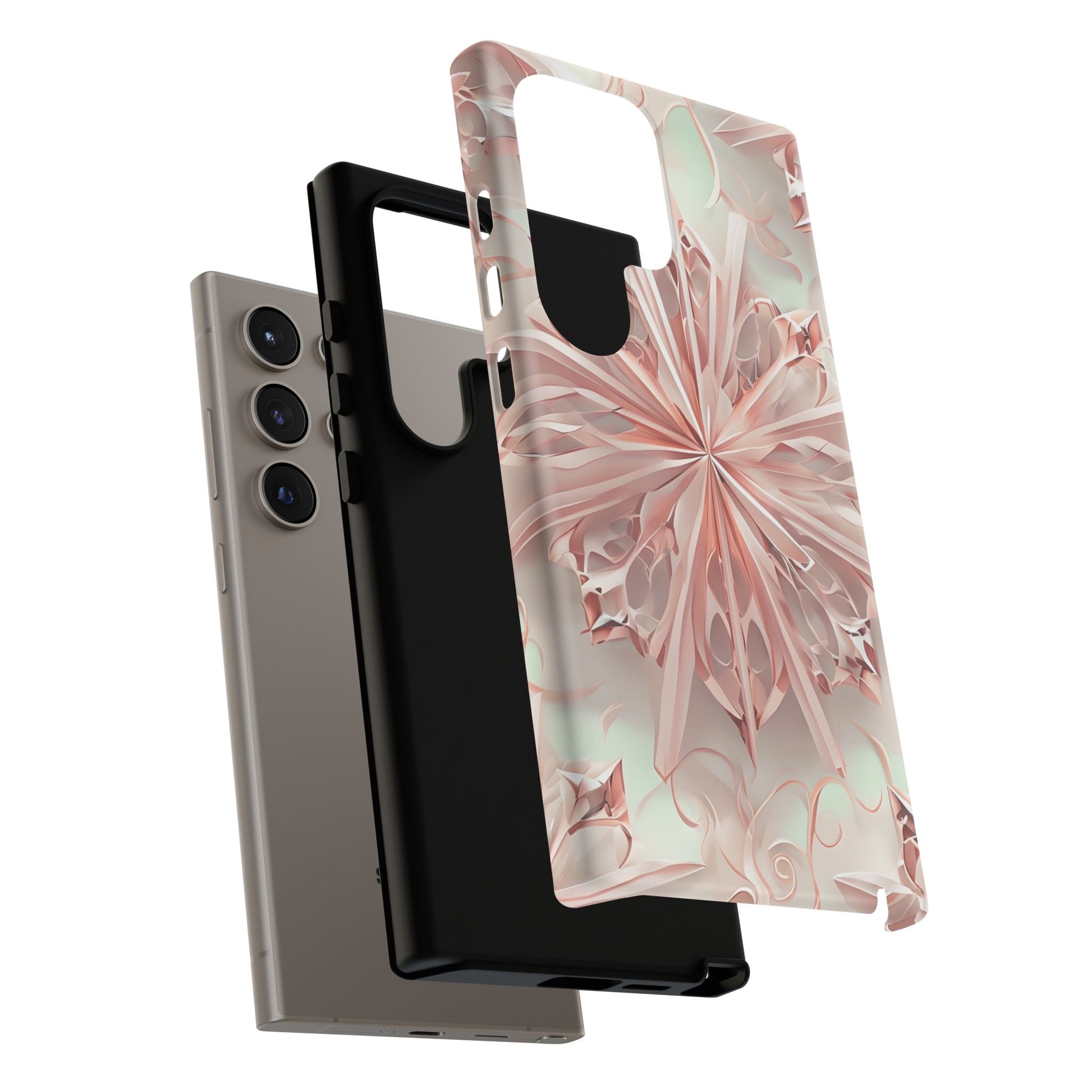 Blush Frost from our Kaleidoscope Collection - Samsung Galaxy S24 Ultra tough case - Soft Pink Geometric Floral Design
