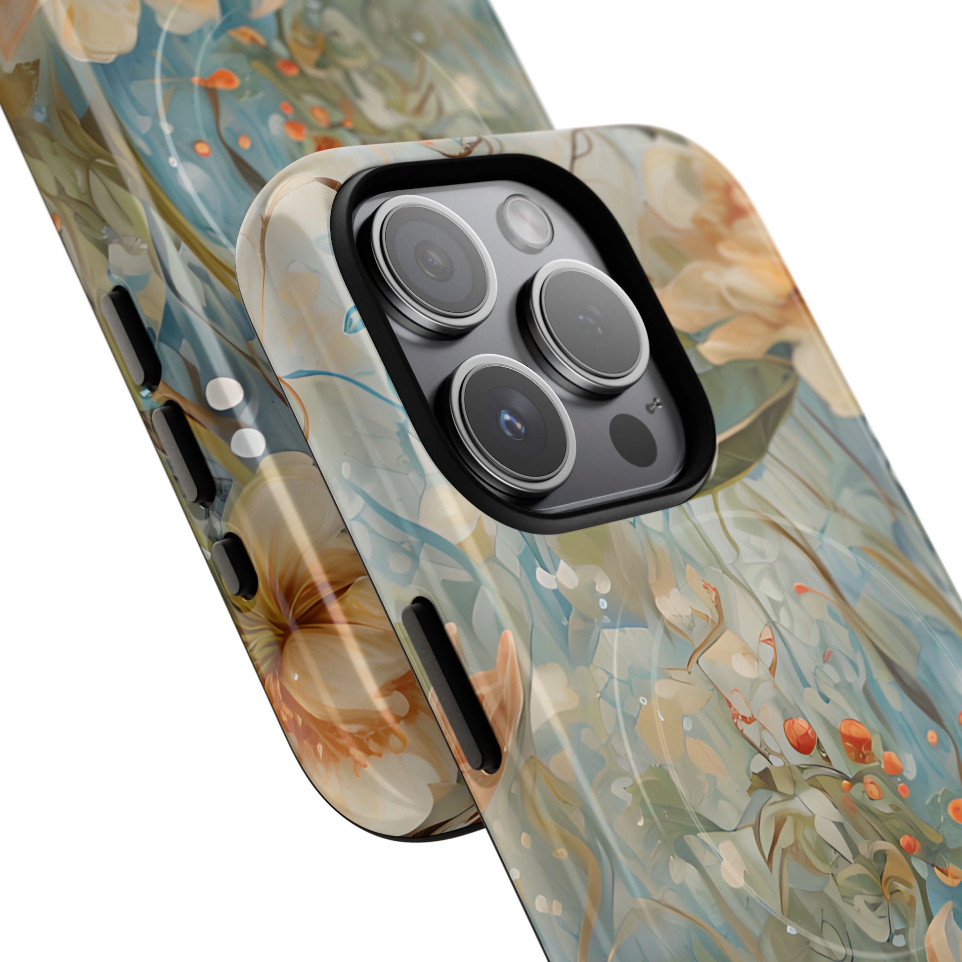 Waterlily Dreamscape - Artistic Floral iPhone 15 Pro MagSafe Phone Case -Waterlily & Lotus Design