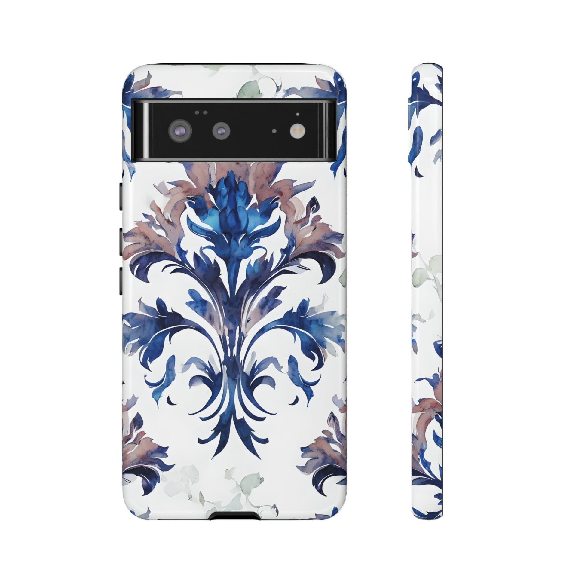 Delft Reverie - Elegant Blue & White Google Pixel 6 Tough Phone Case - Dutch Delftware-Inspired Floral Design