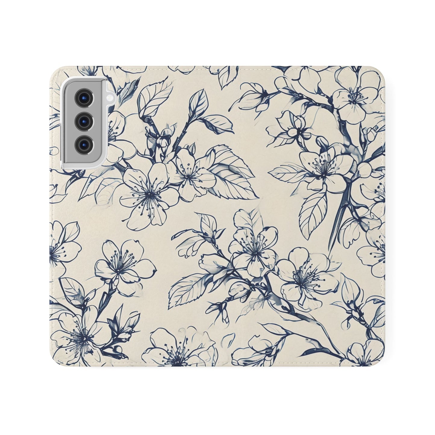 Blossom Sketch - Minimalist Floral Flip Phone Case for Samsung Galaxy
