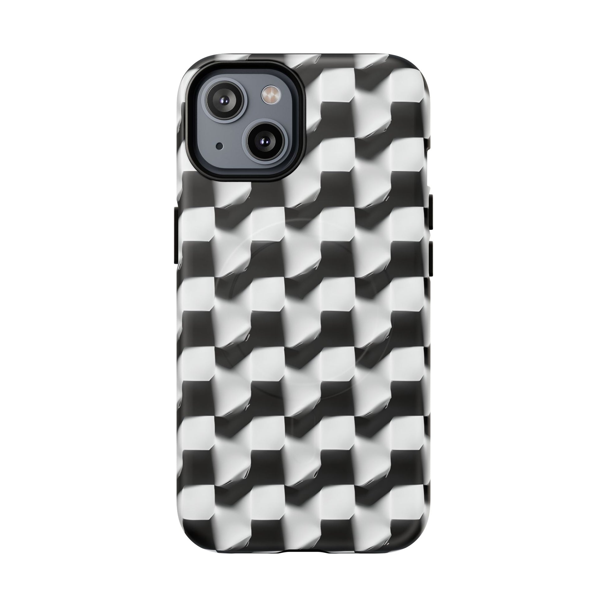 Monochrome Grid - iPhone 14 MagSafe Phone Case - Bold, Modern Black & White Design