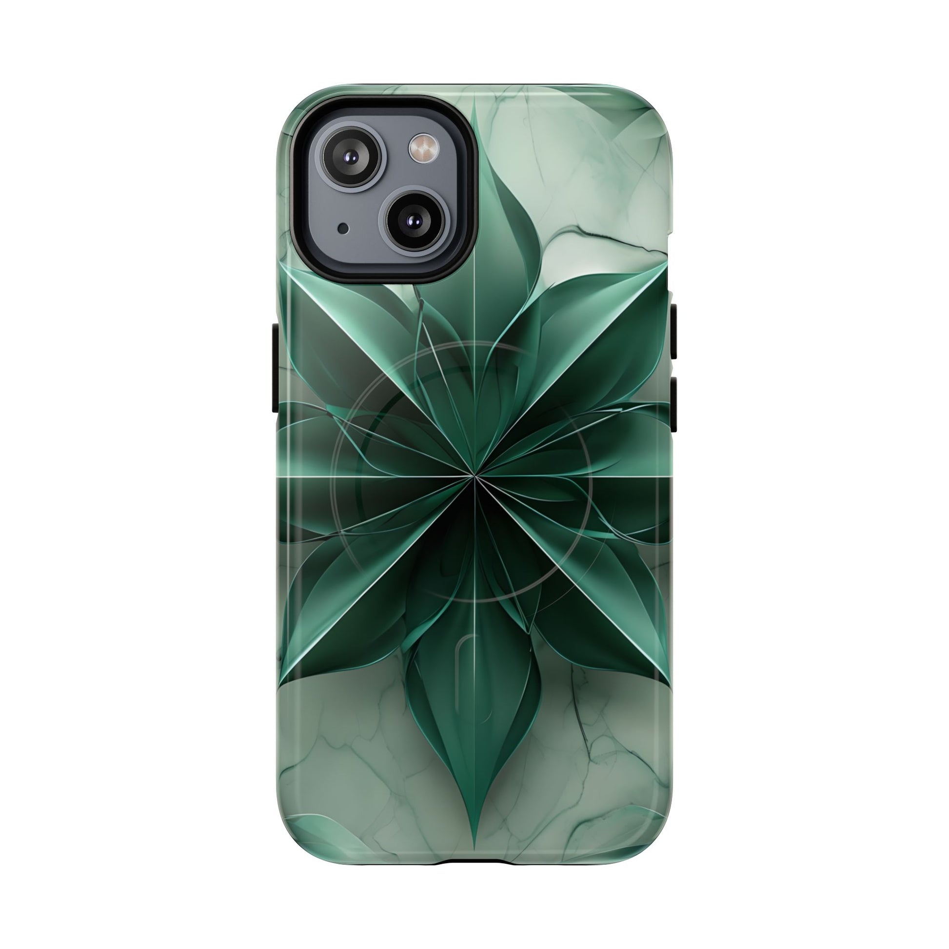 Emerald Bloom - iPhone 14 MagSafe Phone Case - Rich Emerald Modern Design
