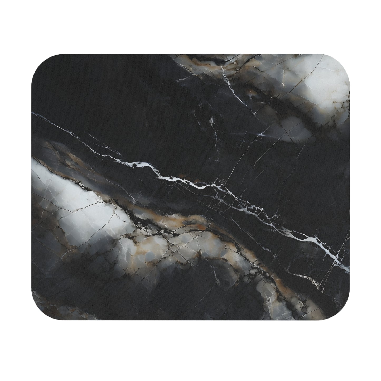 Obsidian Vein mouse pad featuring black marble-inspired design with white vein lines