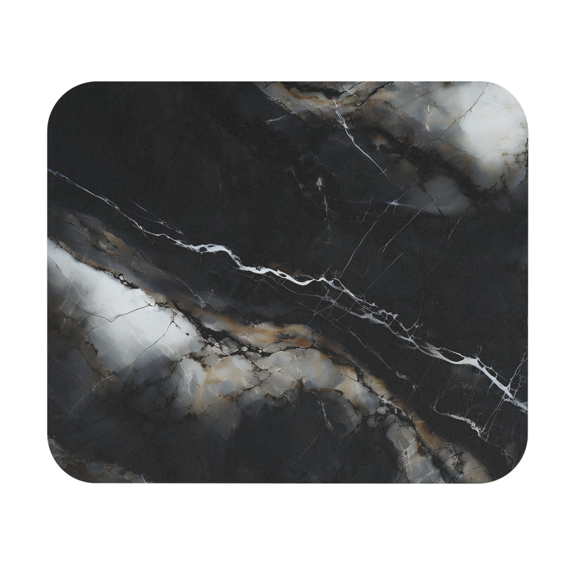 Obsidian Vein mouse pad featuring black marble-inspired design with white vein lines