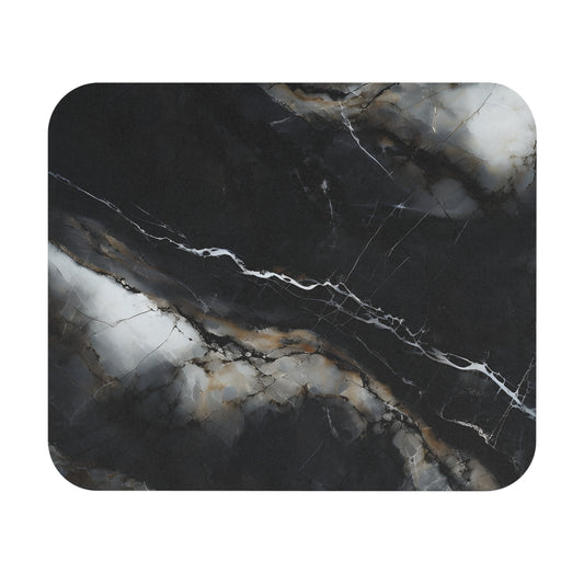 Obsidian Vein mouse pad featuring black marble-inspired design with white vein lines
