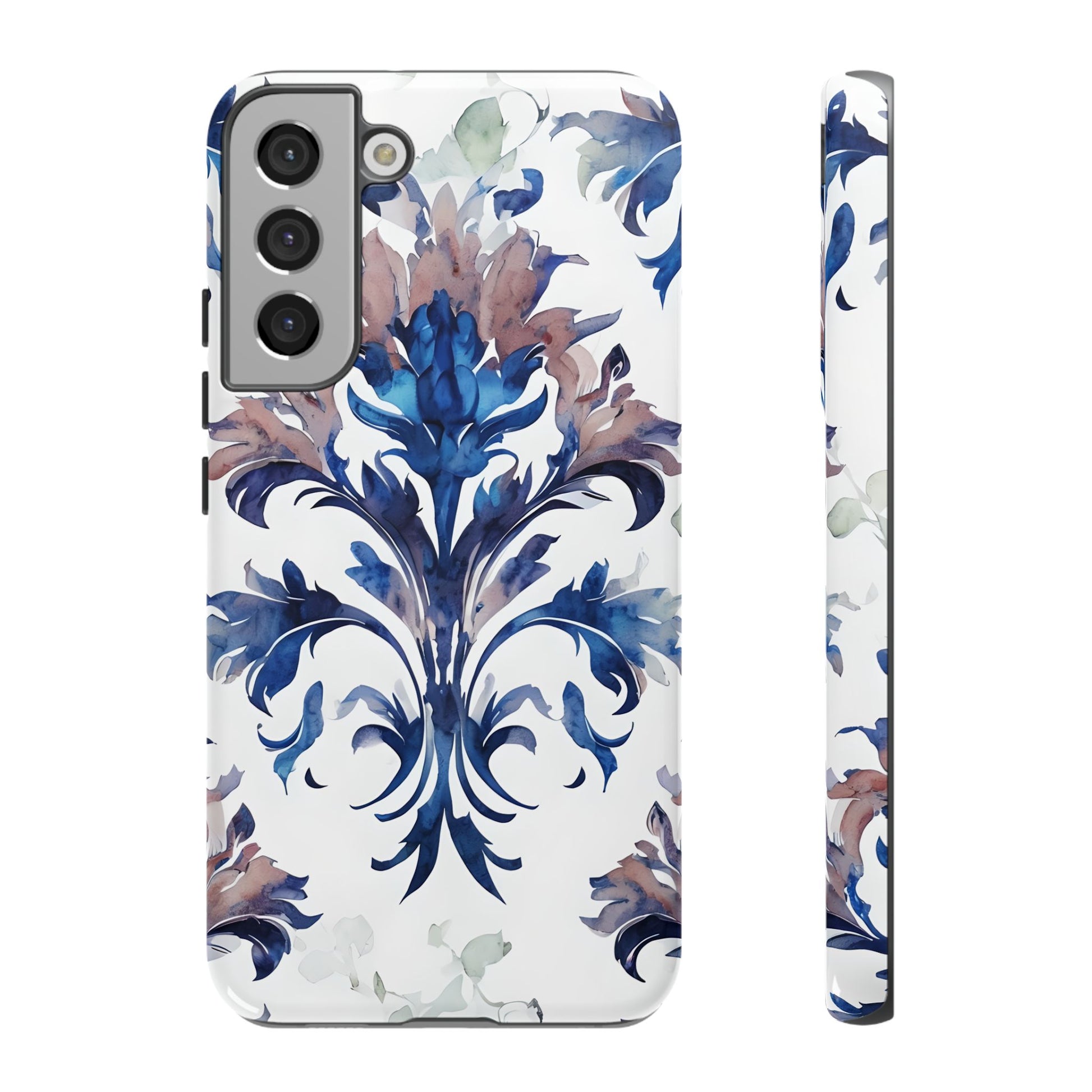 Delft Reverie - Elegant Blue & White Samsung S22 Plus Tough Phone Case - Dutch Delftware-Inspired Floral Design