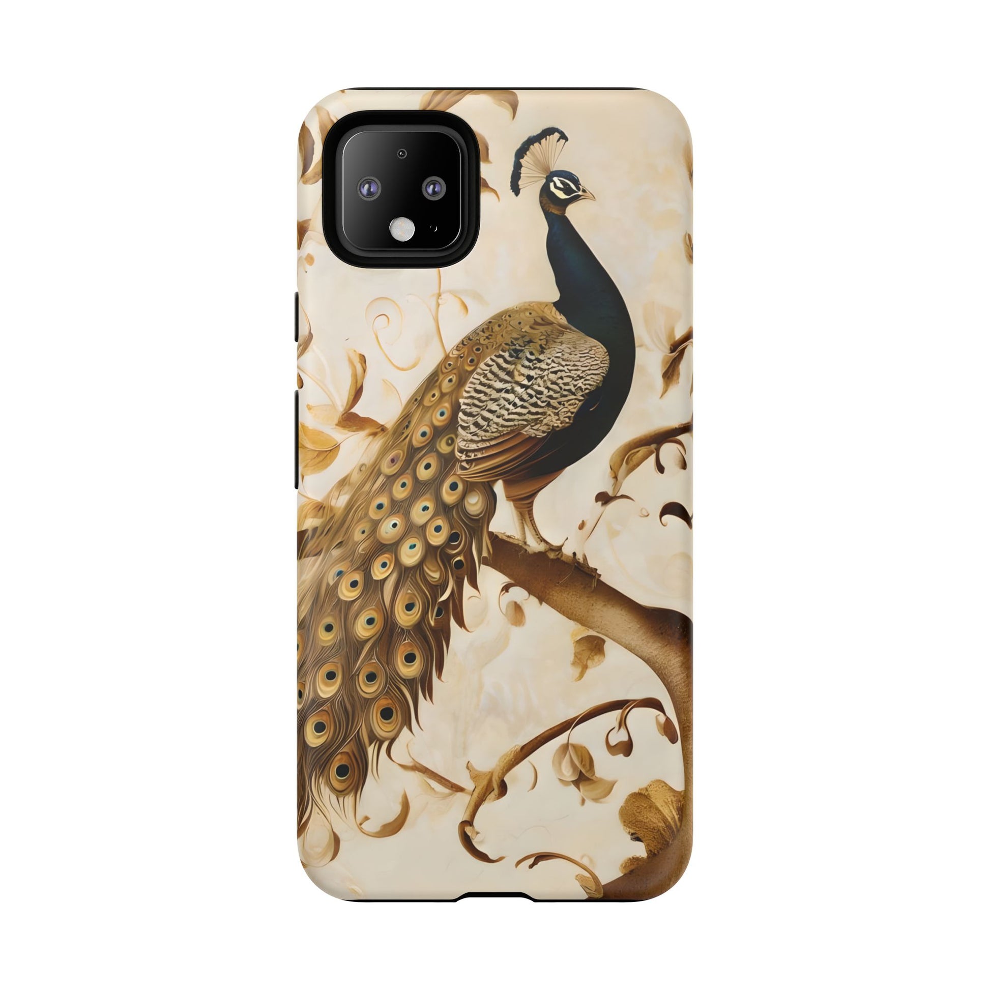 Golden Plumage - Luxe Peacock Art Google Pixel 4XL Phone Case - Elegant Gold & Cream Design