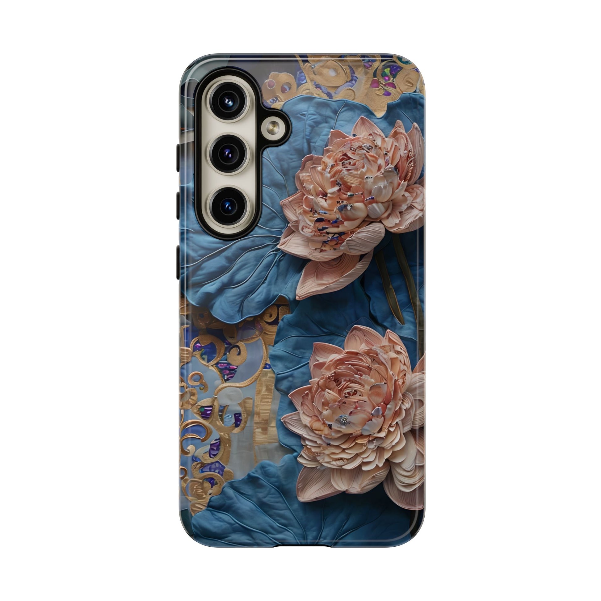 Peony Midnight Tapestry - Samsung Galaxy S24 - Elegant Blue & Blush Artful Phone Cover
