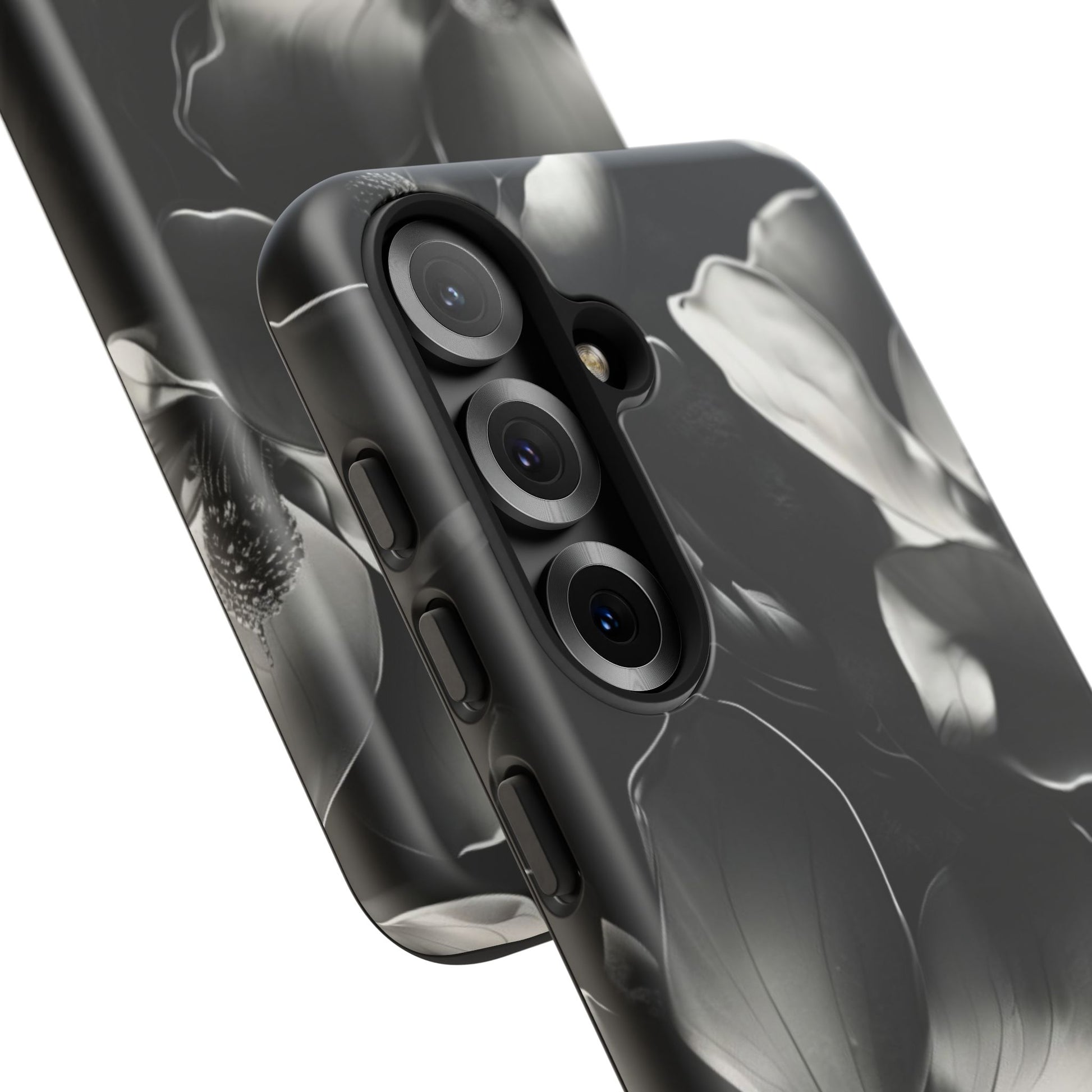 Monochrome Magnolia - Elegant Black & White Floral Samsung Galaxy S25 Tough Phone Case - Artistic Magnolia Design