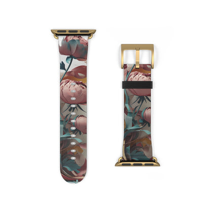 Blushing Peony Veil Apple Watch Band Strap - Romantic Floral design