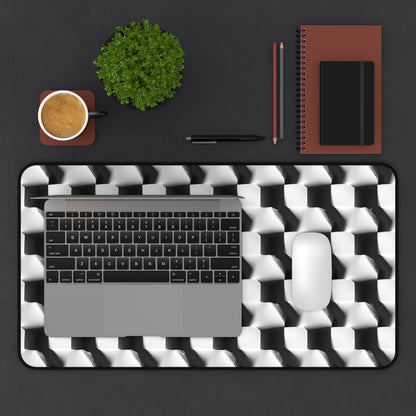 Monochrome Grid Desk Mat - Premium Office Desk Pad, 3 Sizes Available, Artistic Workspace Protection